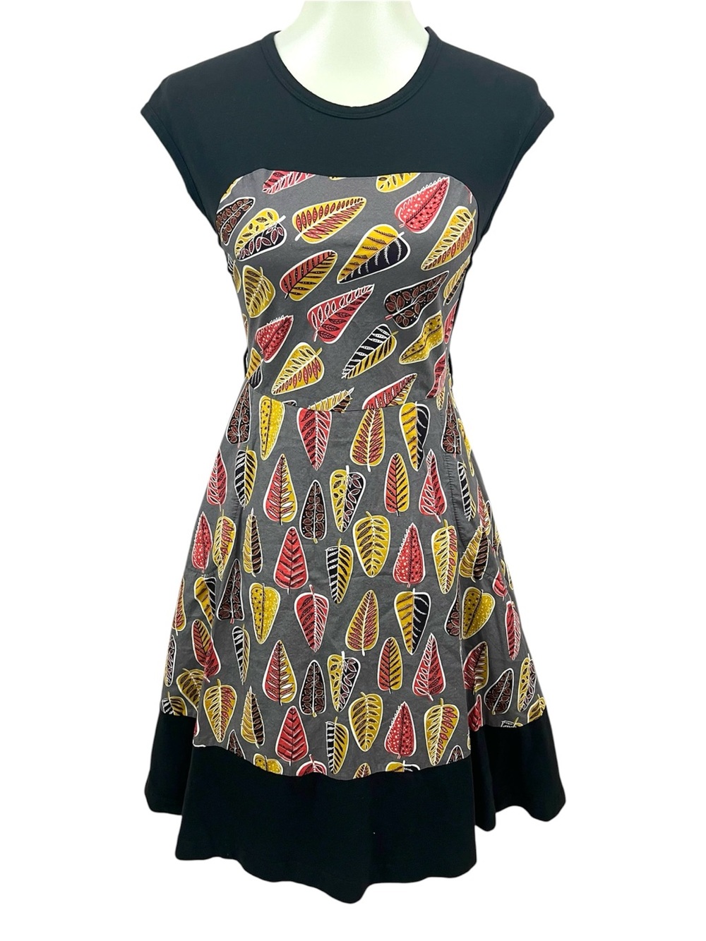 Vintage Y2K Anthropologie Effie’s Heart Retro Mod Autumn Fall Leaf Swing Dress